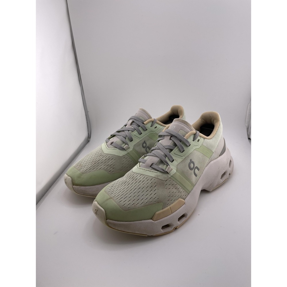On Cloudmonster Running Shoes Womens Size 7 Green Gray Mesh CloudTec Swiss Road